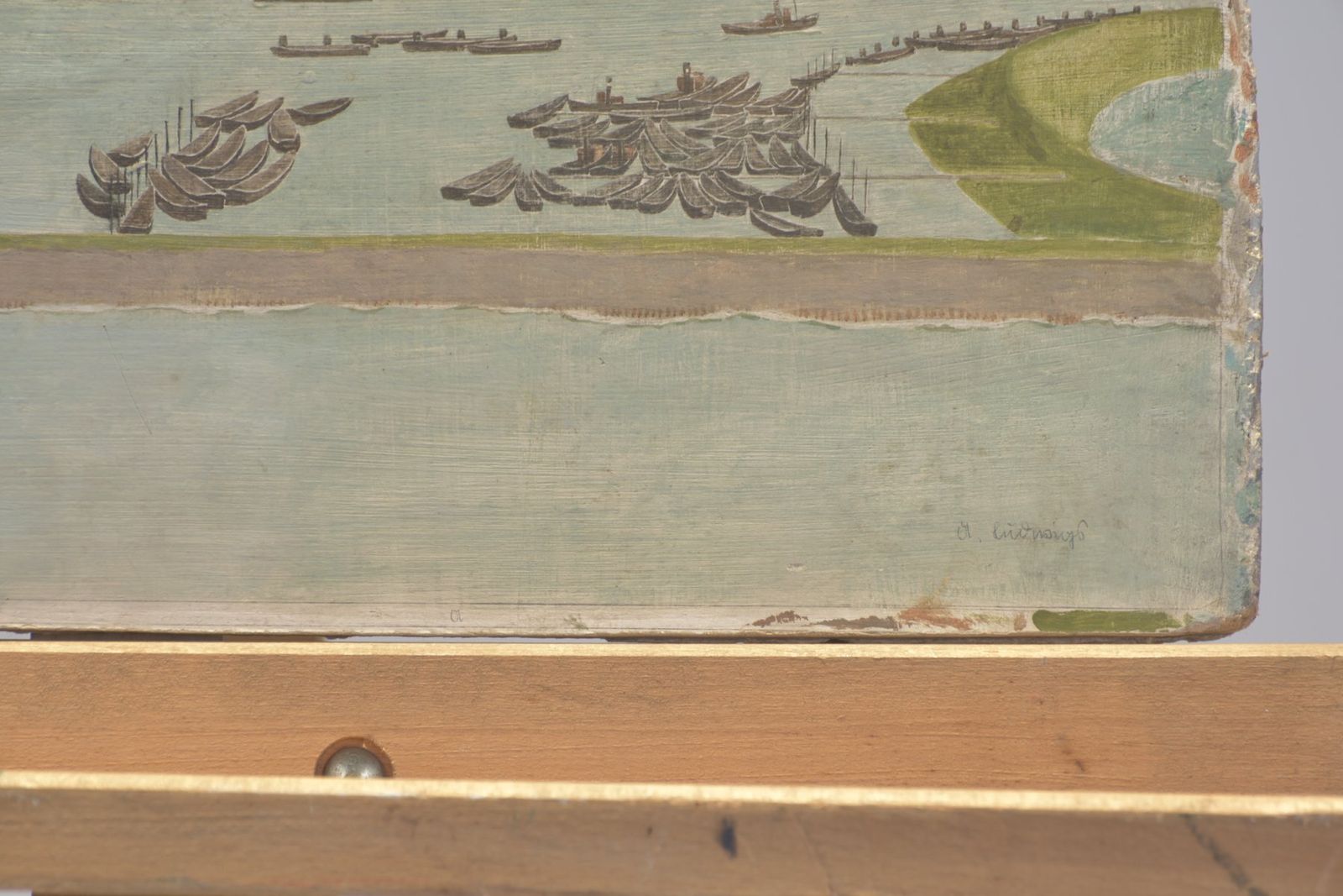 Hamburg Harbor, Around 1910, Oil On Cardboard, Inscribed A.Luxemburg photo for sale