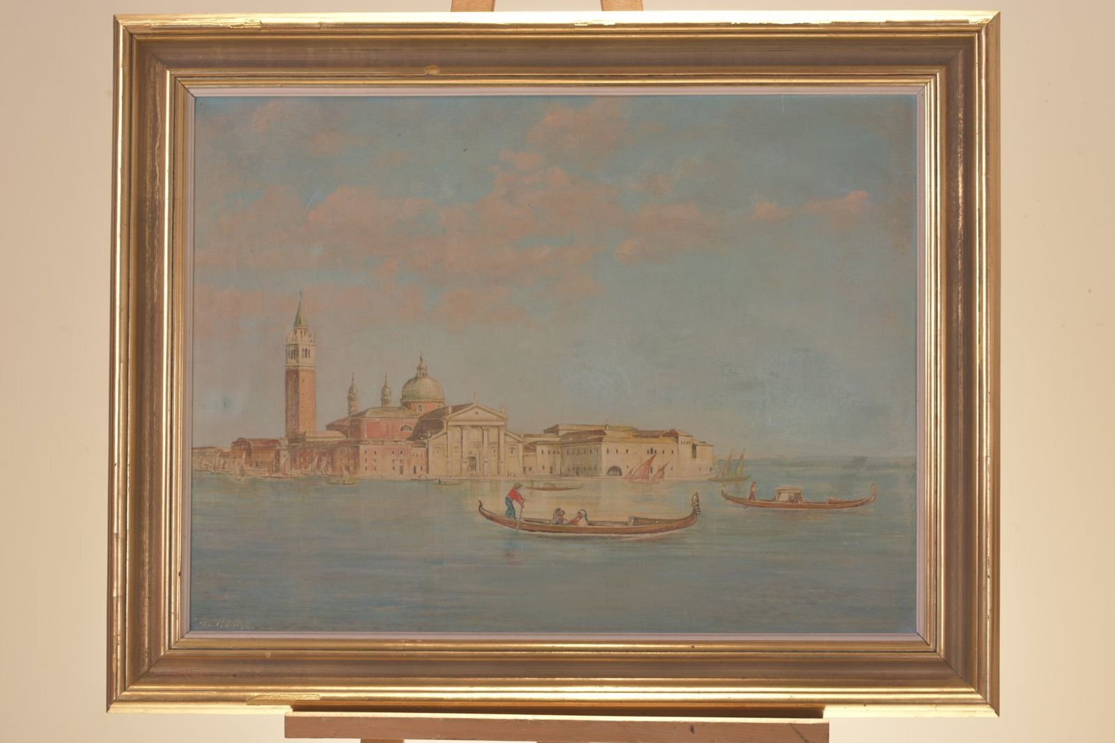 Venice With San Marco, Oil On Canvas In A Gold Frame photo for sale