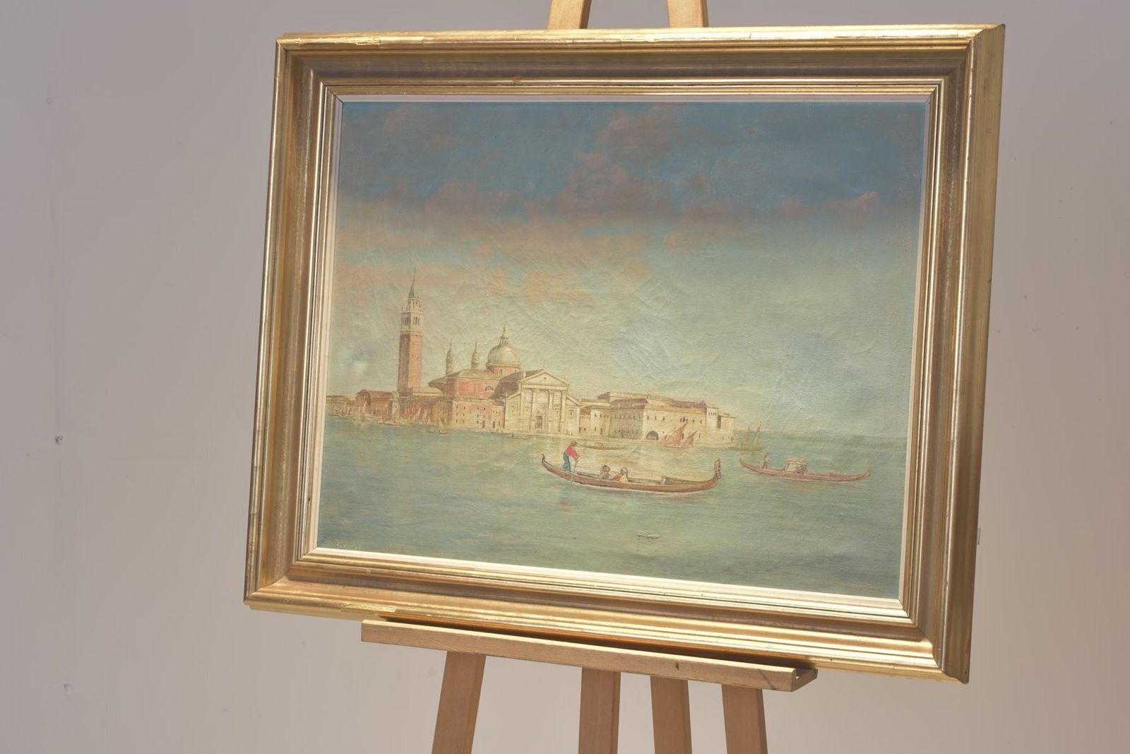Venice With San Marco, Oil On Canvas In A Gold Frame photo Art