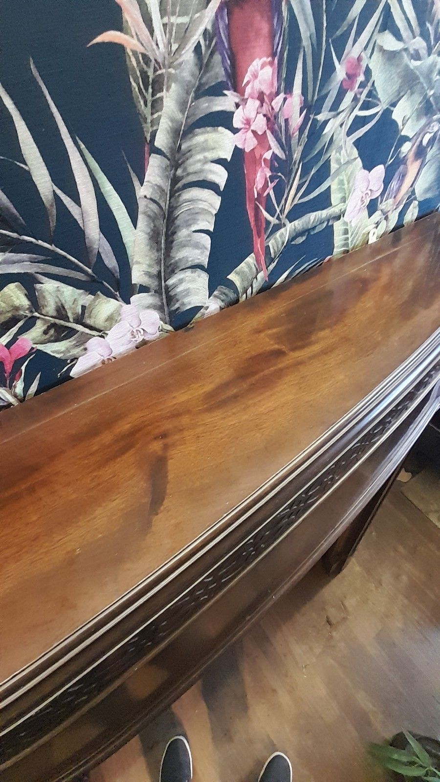 photo vintage Large Art Deco Mantlepiece Solid Carved Mahogany And Walnut,  Excellent Conditi