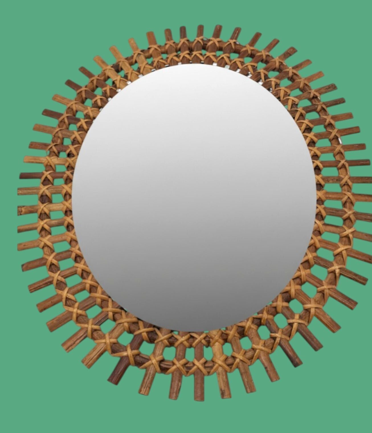 Home Decor An Italian Oval 1970s Split Cane Bamboo Mirror By Franco Albini For Bonacina photo