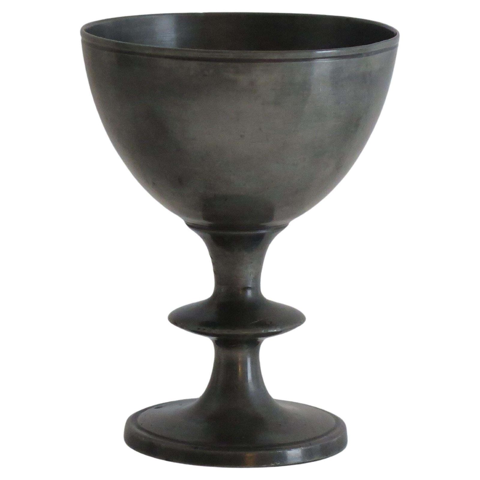 Rare 18th Century Pewter Chalice Or Goblet With Knife Knop, English Ca 1770