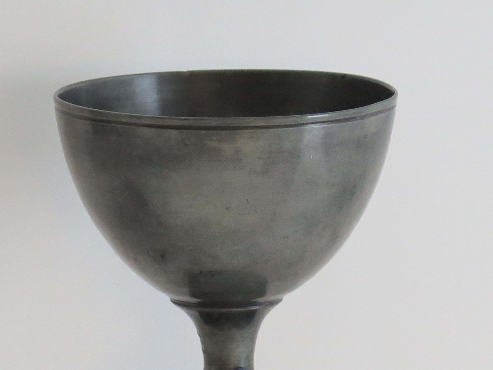 Rare 18th Century Pewter Chalice Or Goblet With Knife Knop, English Ca 1770 photo vinterior