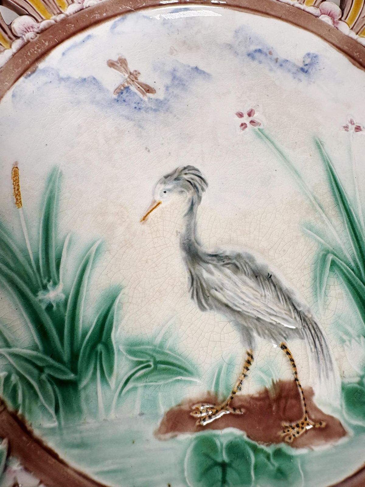 Set Of 2 Majolica Plates, Early 20th Century And An Earthenware Dish, France photo buy