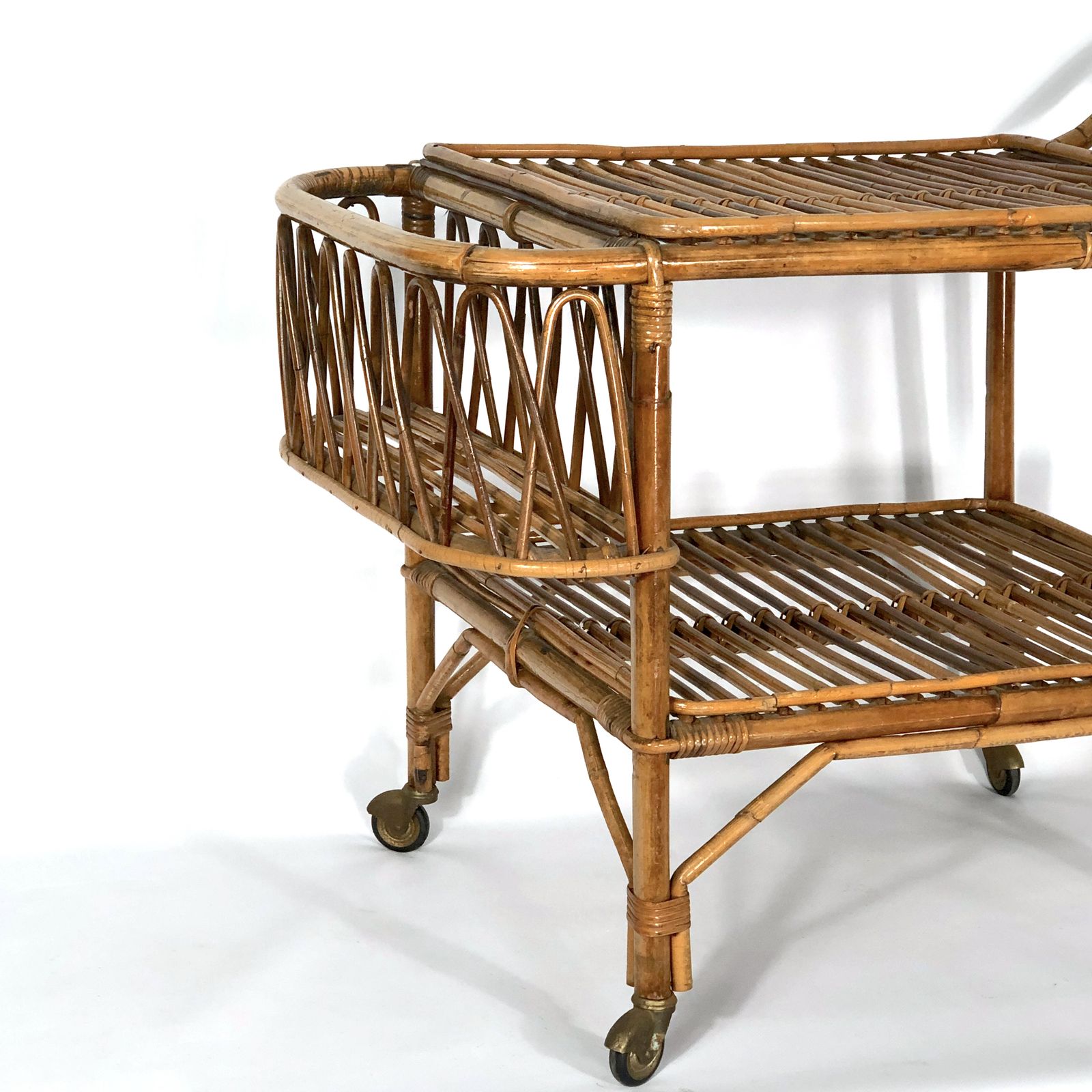 Vintage Bamboo Bar Trolley From 50s. Made In Italy photo furniture