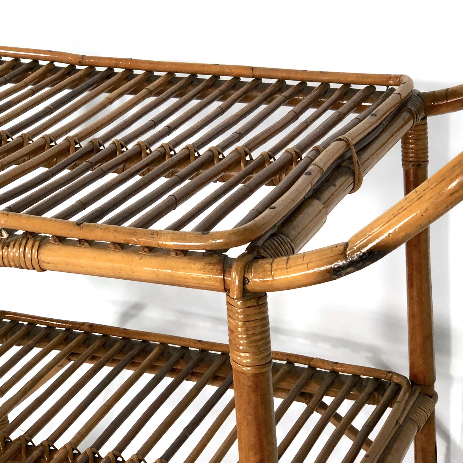 1417.0 Vintage Bamboo Bar Trolley From 50s. Made In Italy photo