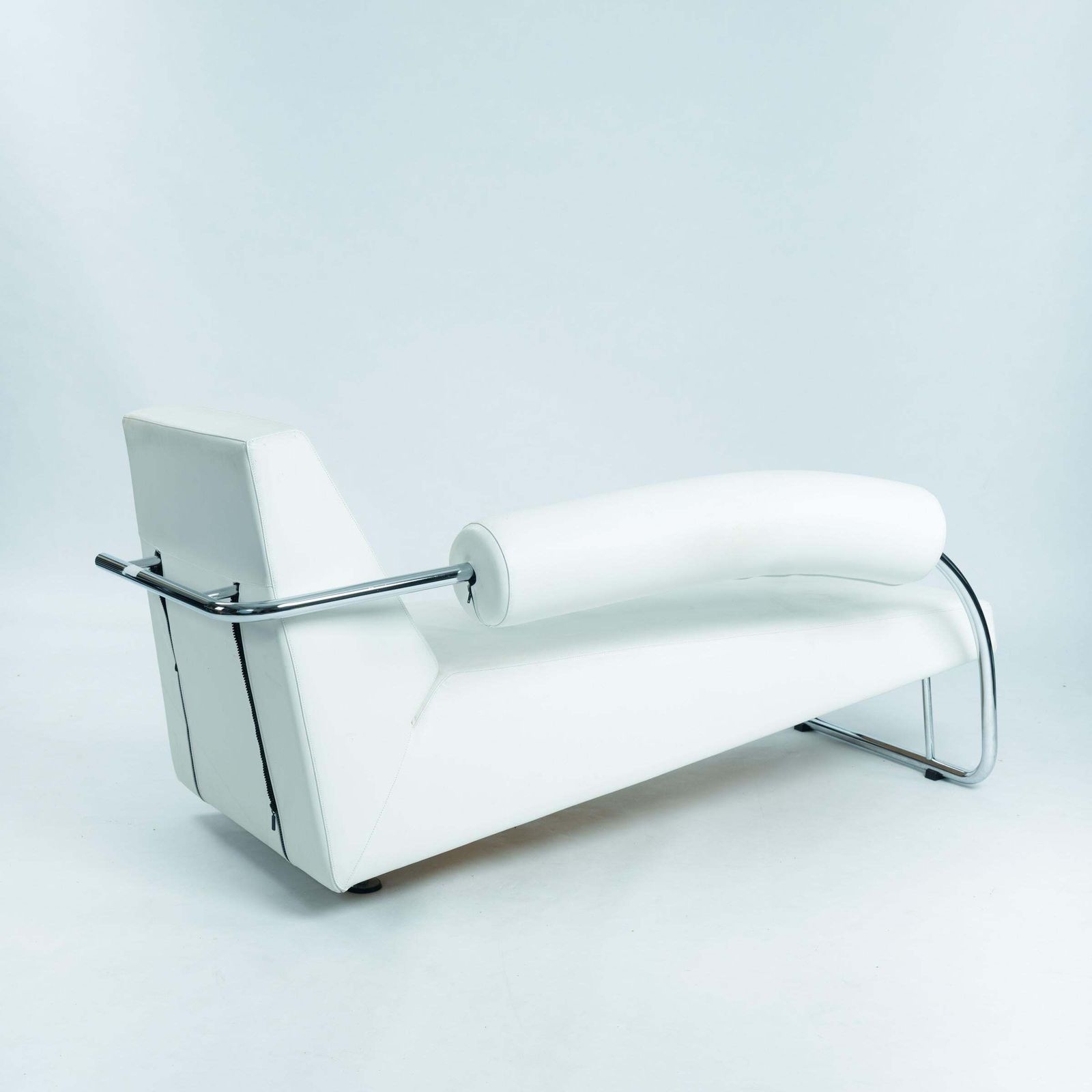 Rob Eckhardt Karel Doorman Chaise Longue White Leather Tubular Steel photo for sale