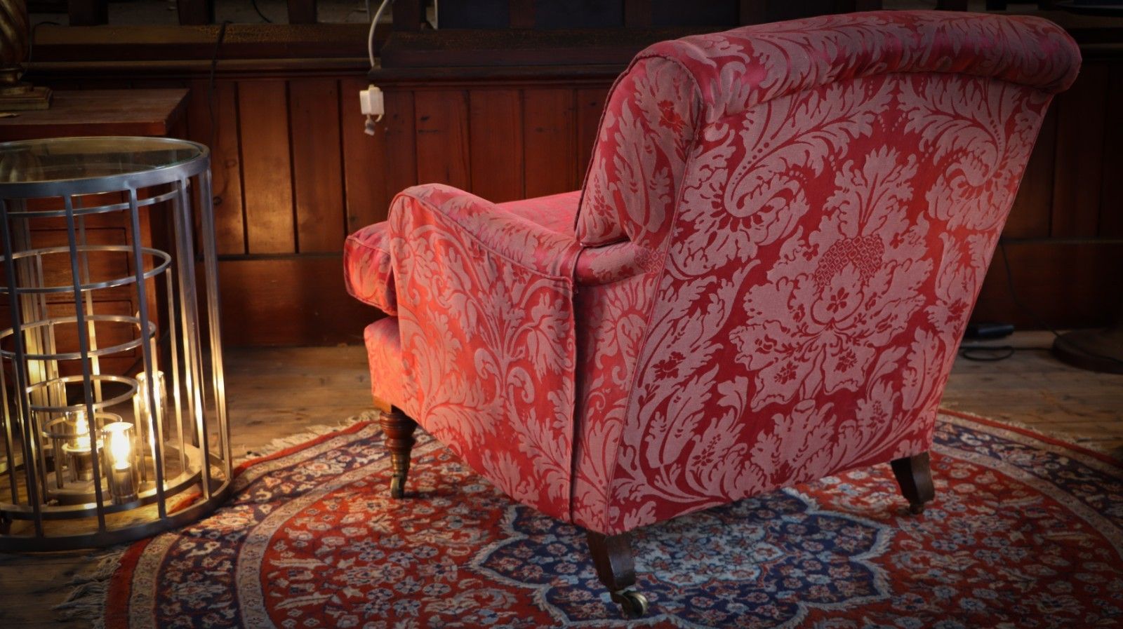 Howard & Sons Bridgewater Armchair In Damask Fabric photo vintage