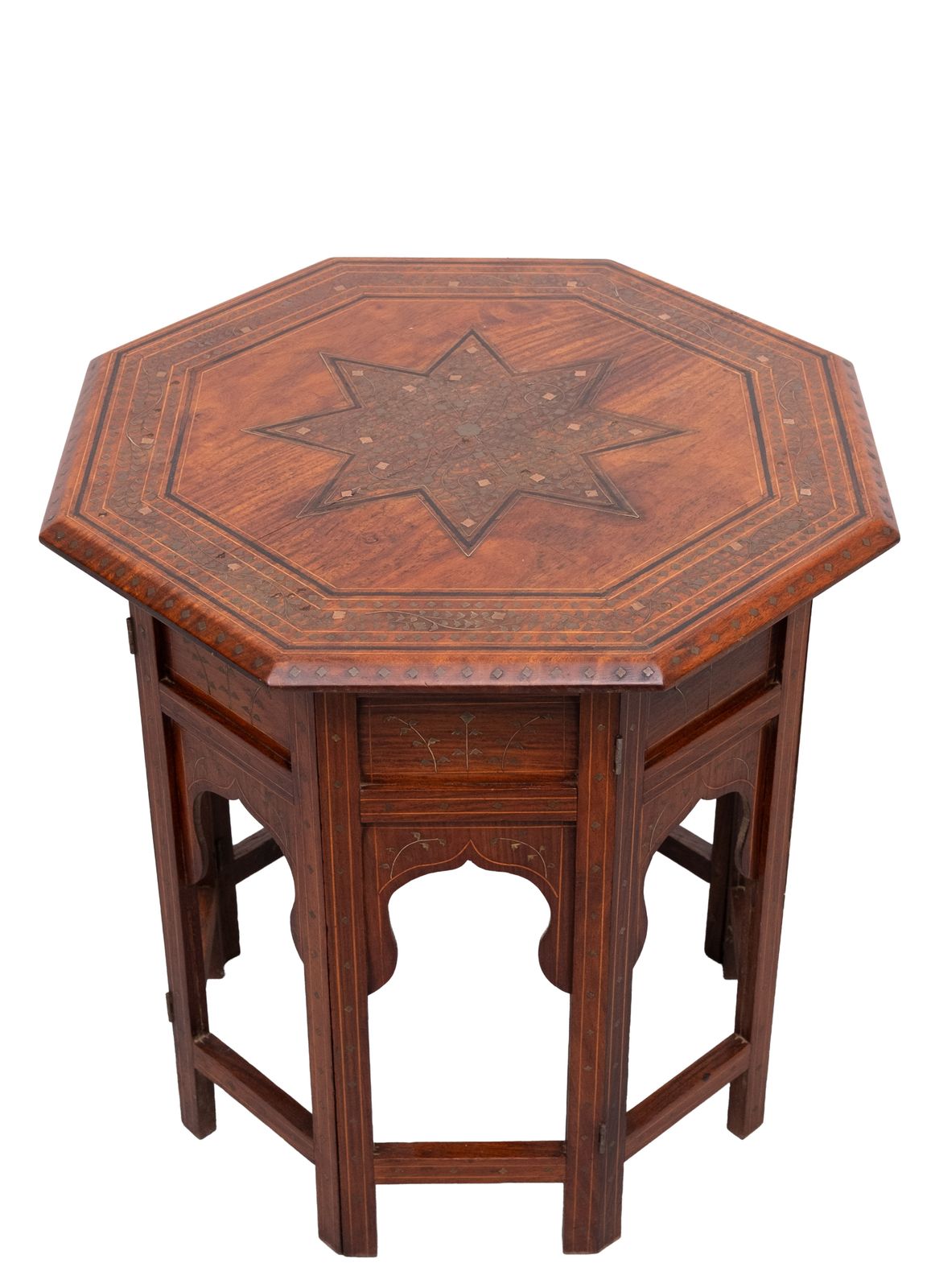 Hoshiarpur Anglo Indian Salontafel Met Messing Inlegwerk In Hardhouten Bijzettafel