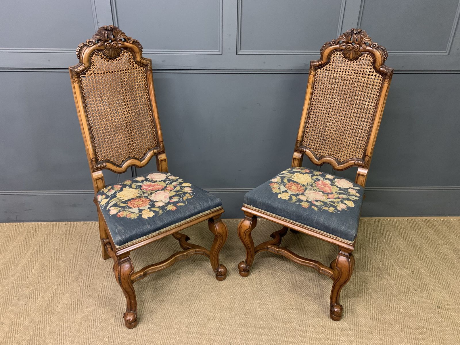 Pair Of William & Mary Style Chairs By Waring & Gillow photo for sale