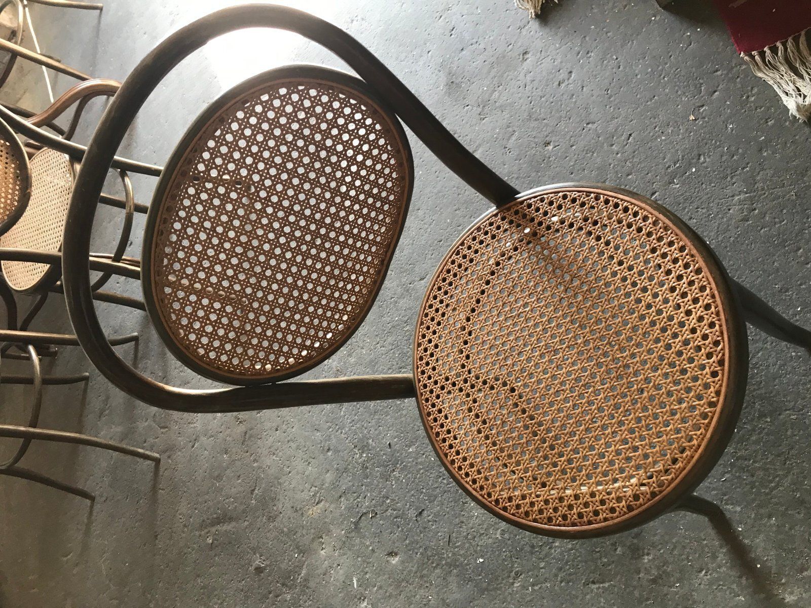 Oval Dining Chairs & Table In Wood Cane, Germany, 1960s, Set Of 7 photo for sale