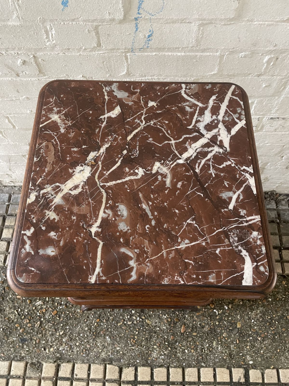 Furniture Antique French Walnut And Rouge Marble  Bedside Cabinet photo