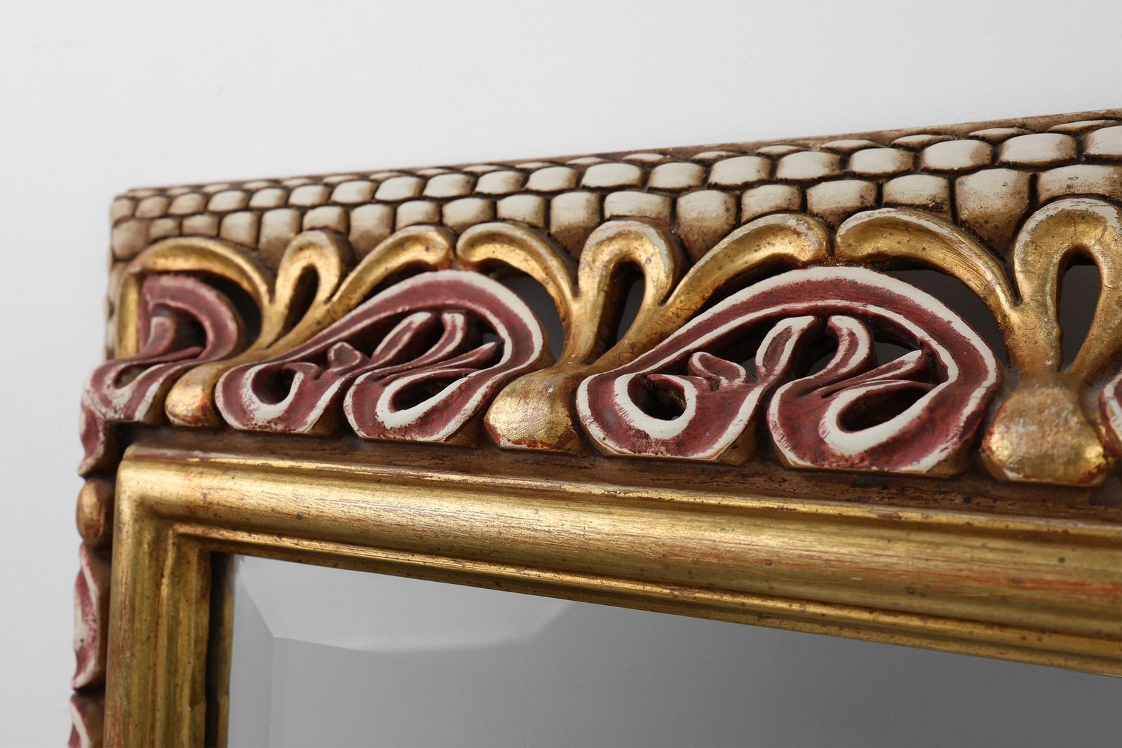 Baroque Revival Firenze Mirror In Carved Wood, Italy, 1960s photo vintage
