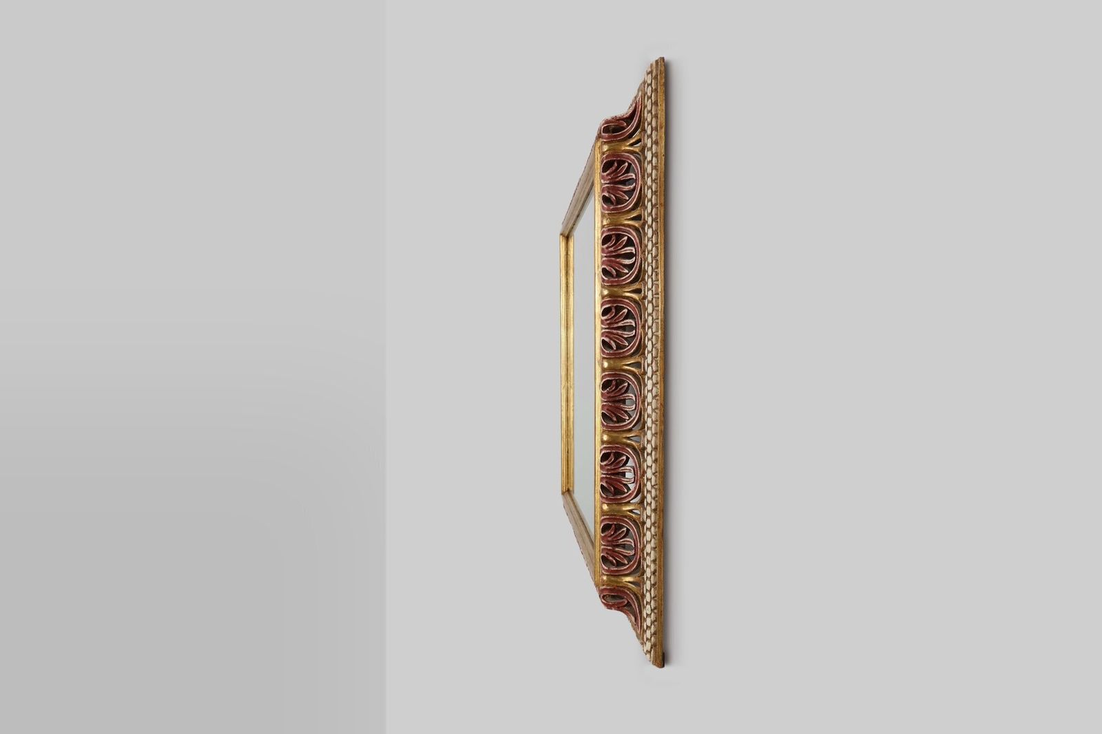 photo furniture Baroque Revival Firenze Mirror In Carved Wood, Italy, 1960s