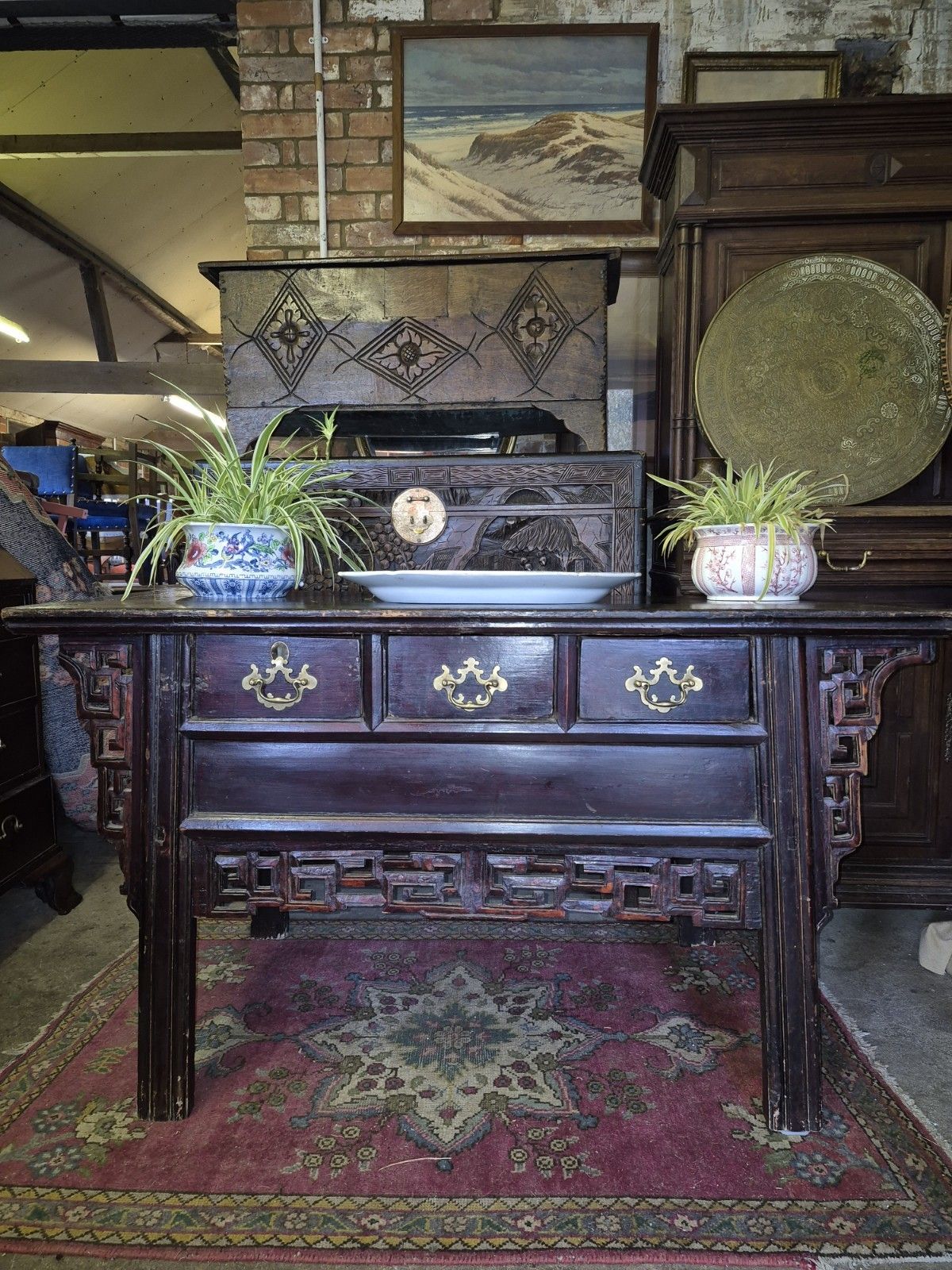 An Incredible Early 19th Century Provincial Chinese Hardwood Altar Console Table photo furniture