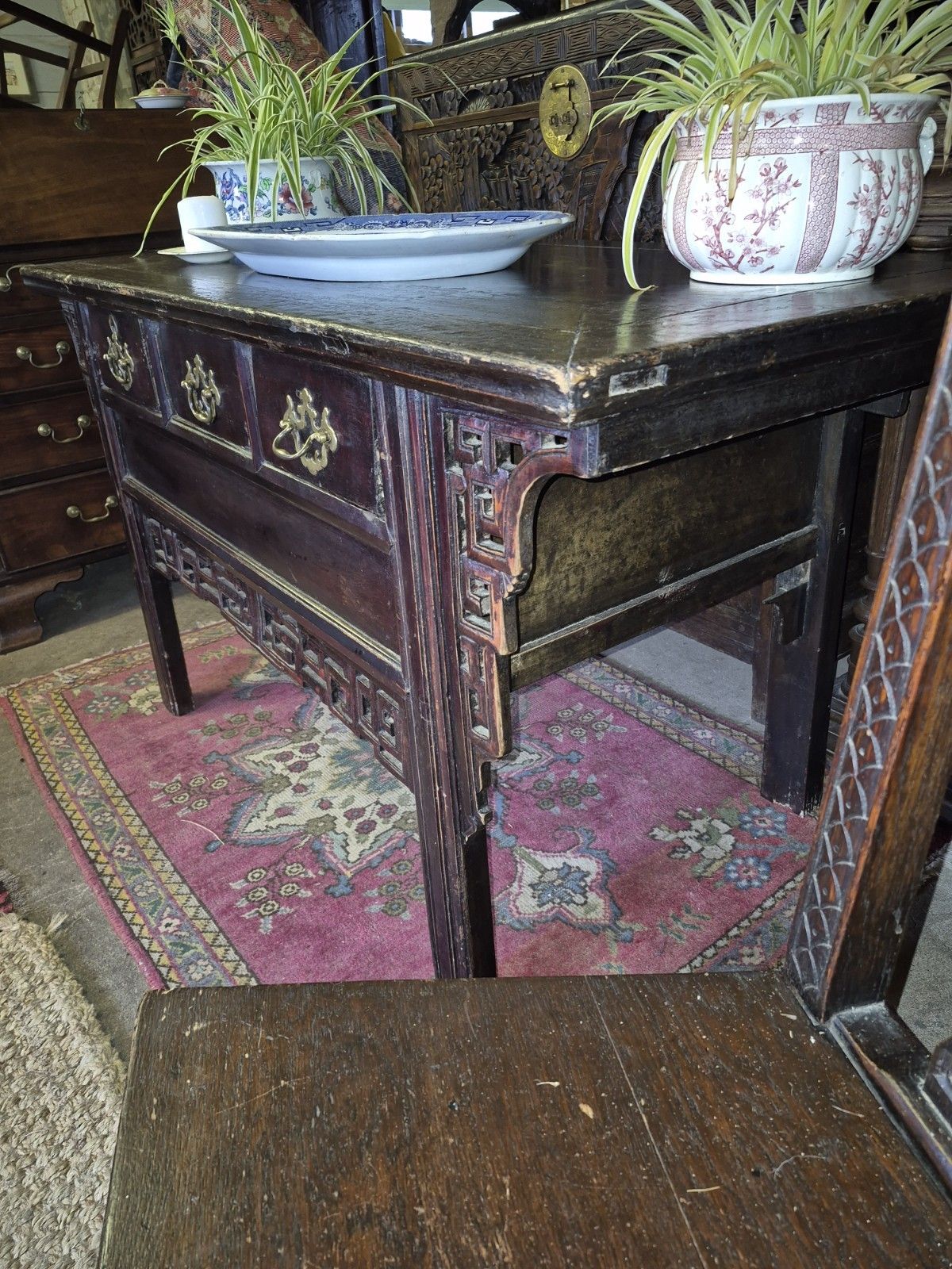 An Incredible Early 19th Century Provincial Chinese Hardwood Altar Console Table photo vintage
