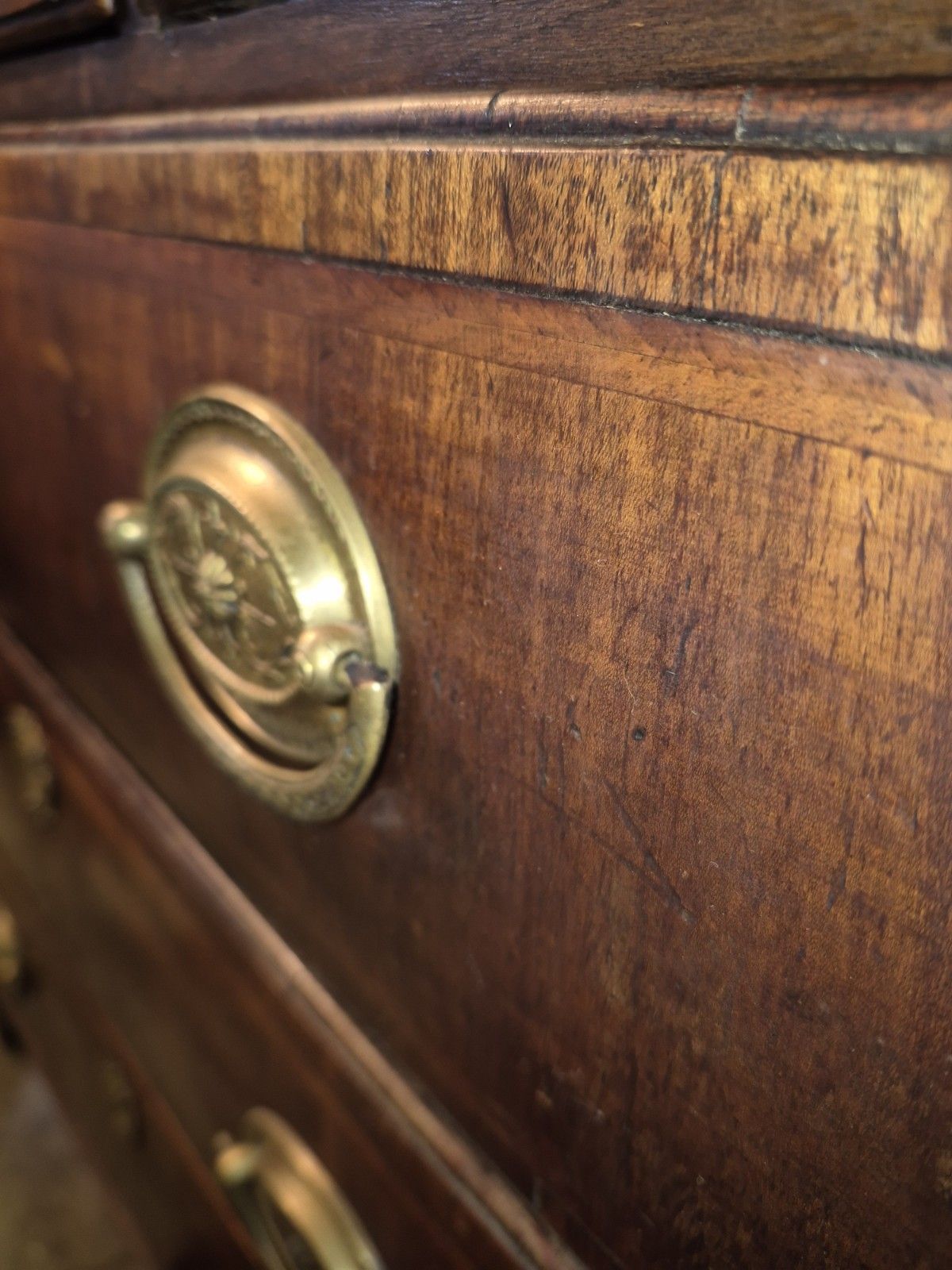395.0 A Great George II Crossbanded Figured Walnut Chest Of Drawers On Bracket Feet photo