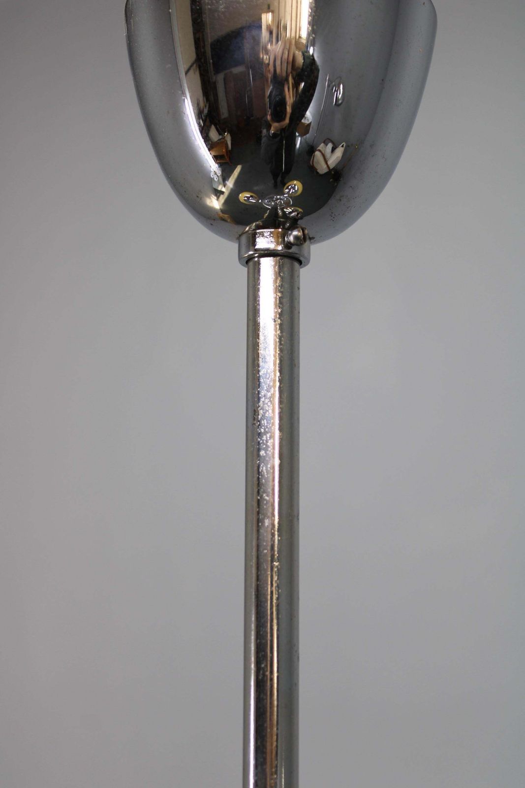 Art Deco Chrome And Champagne Glass Chandelier, Czechoslovakia, 1930s photo vintage