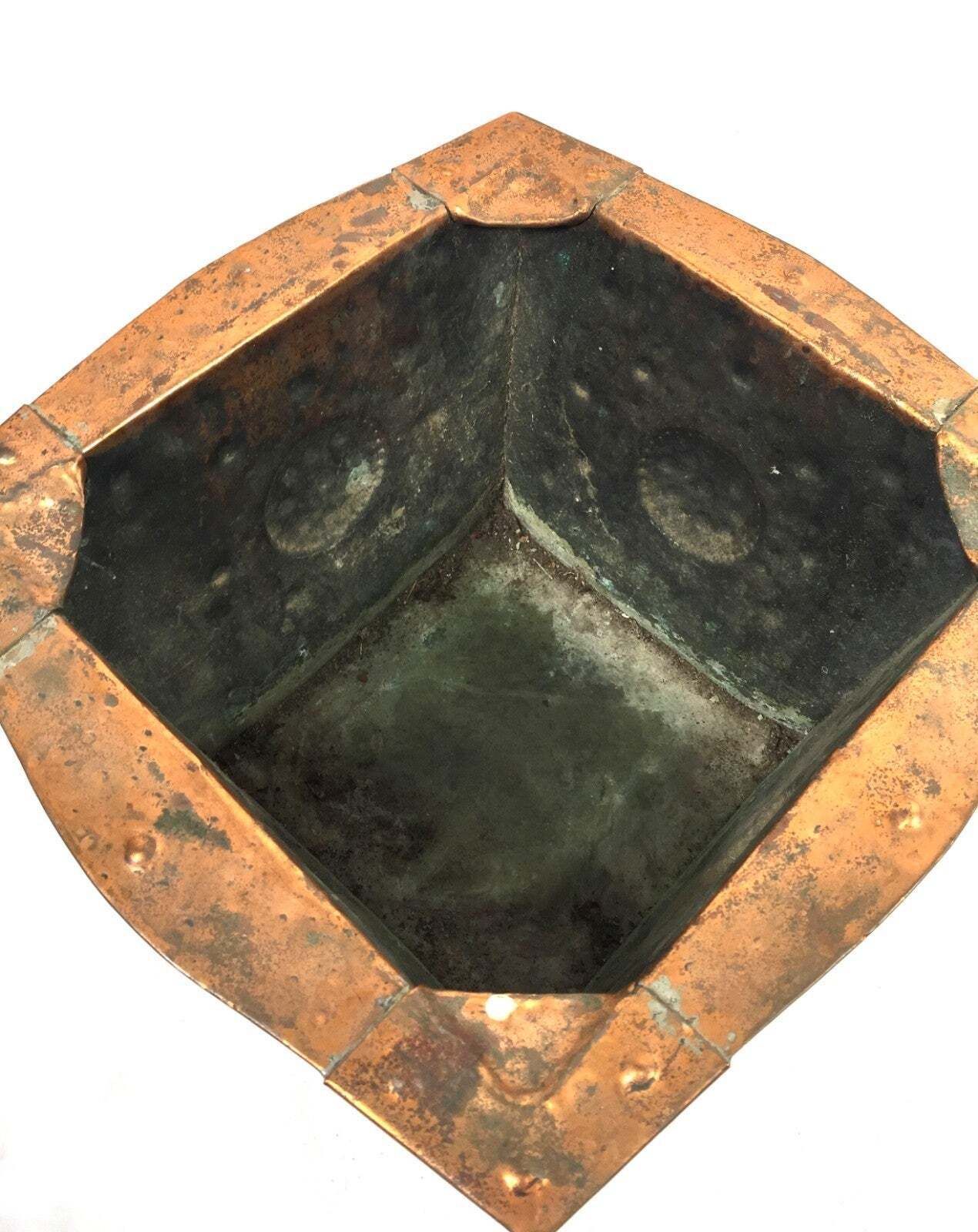 Antique Art Nouveau Copper Planter / Plant Pot / Arts & Crafts Log Basket Bucket photo for sale