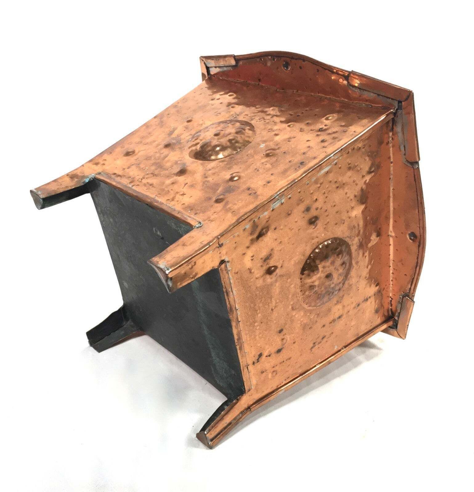 Antique Art Nouveau Copper Planter / Plant Pot / Arts & Crafts Log Basket Bucket photo vintage