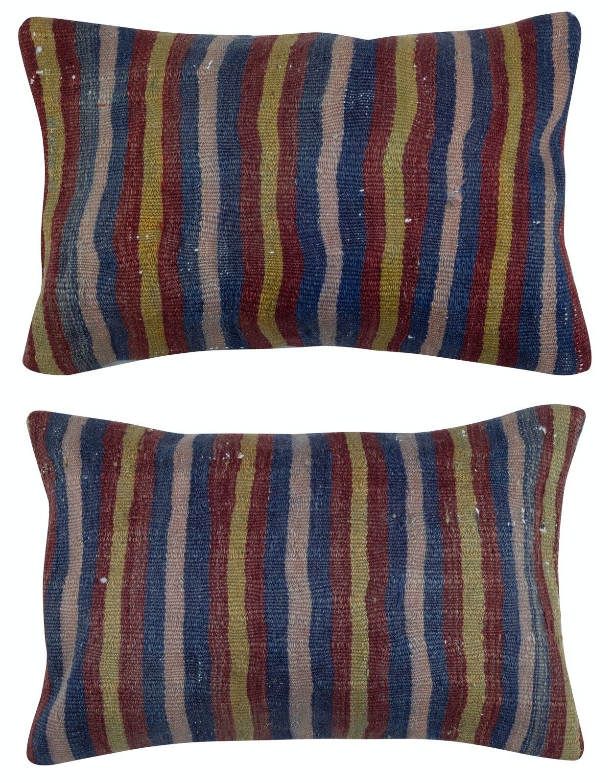 16"X24" Set Of 2   Colorful Wool Cushion Covers. Flatweave Kilim Accent Pillows