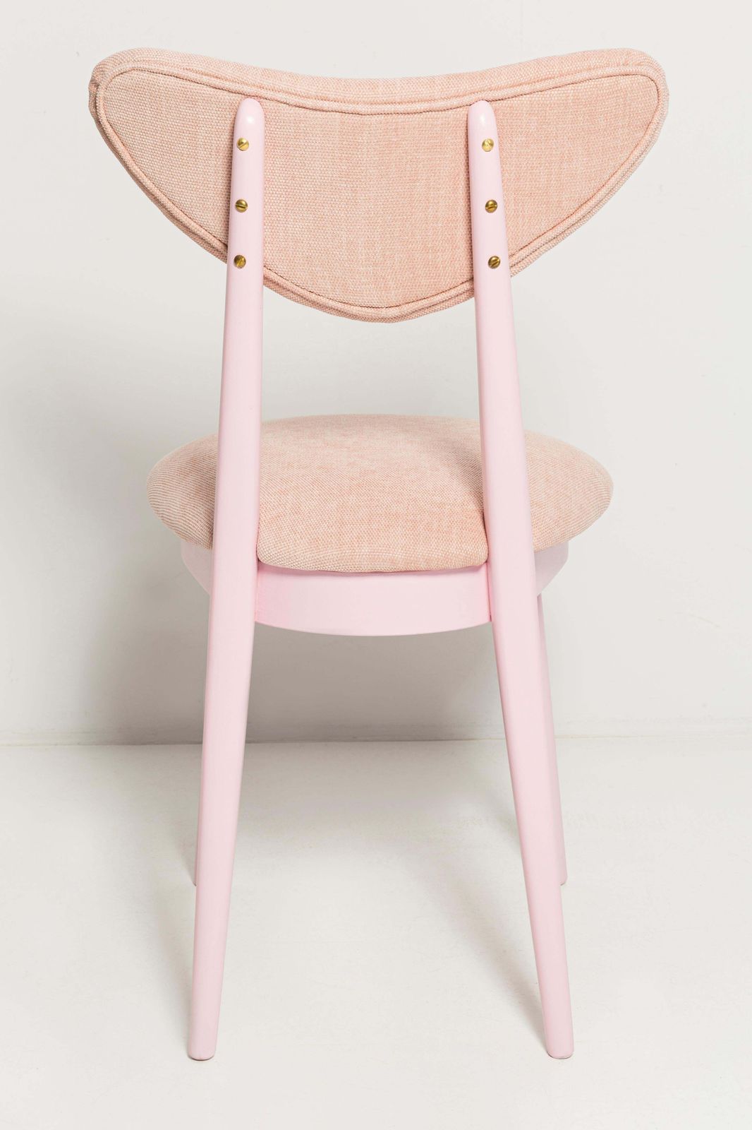 Six Mid Century Heart Chairs, Light Pink Chenille, Pink Wood, Europe, 1960s photo buy