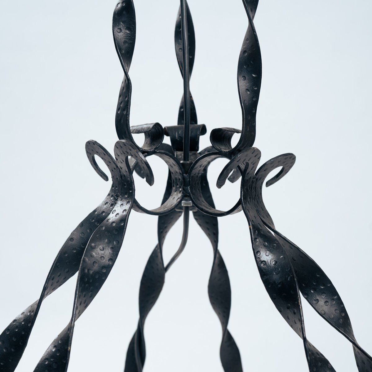 Art Deco Floor Lamp In Wrought Iron And Glass photo for sale