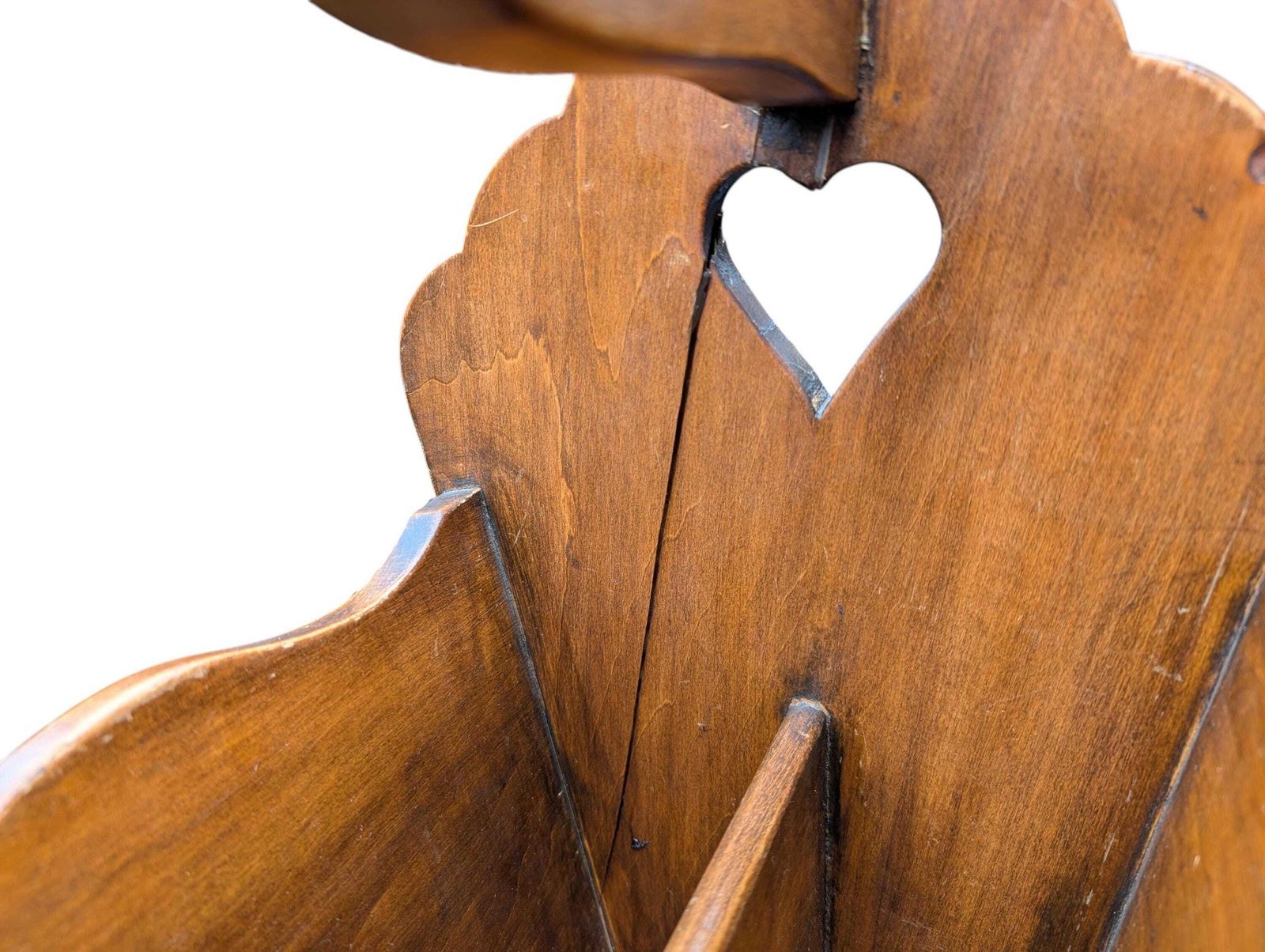 150.0 English Arts & Crafts Magazine Rack With Leather Panels And Heart Cutouts photo