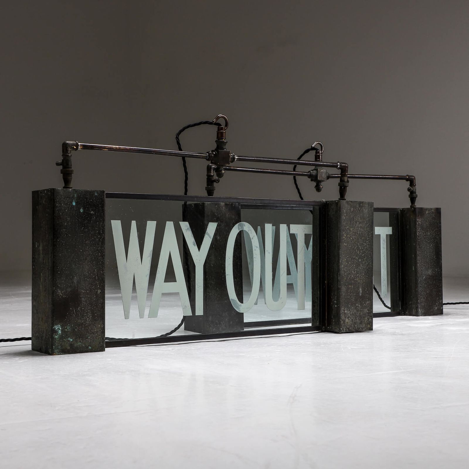 Antique ‘Way Out’ Gas Light Sign photo for sale