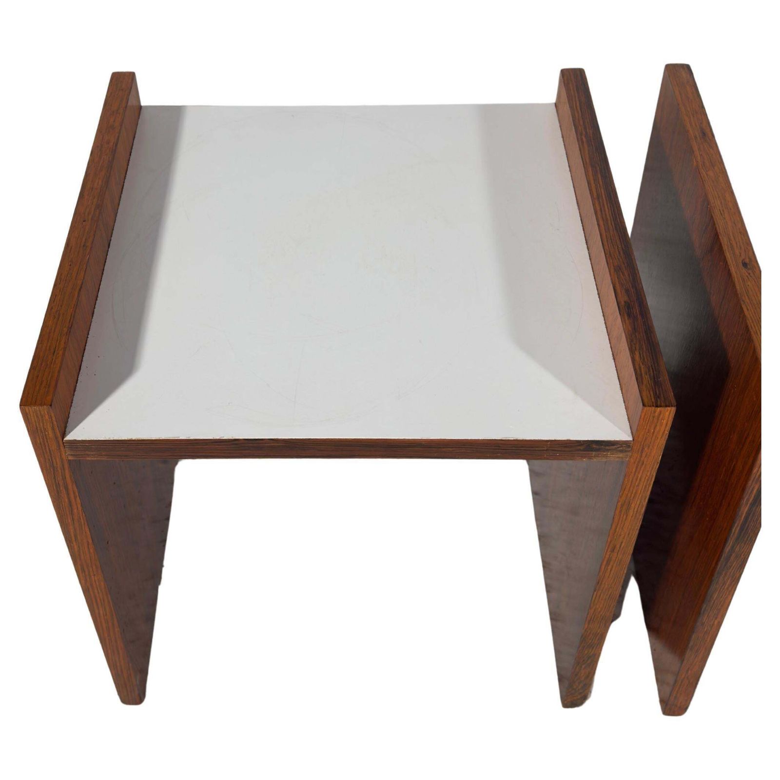 Alfred Hendrickx Set Of Two Night Of Side Tables With Black And White Top photo for sale