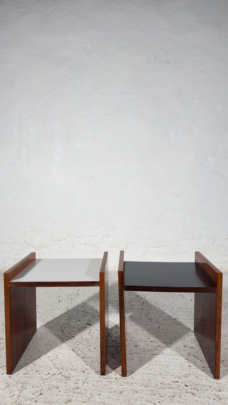 Furniture Alfred Hendrickx Set Of Two Night Of Side Tables With Black And White Top photo