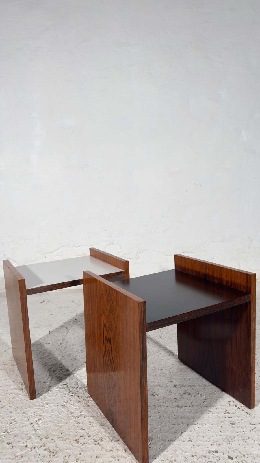1213.0 Alfred Hendrickx Set Of Two Night Of Side Tables With Black And White Top photo