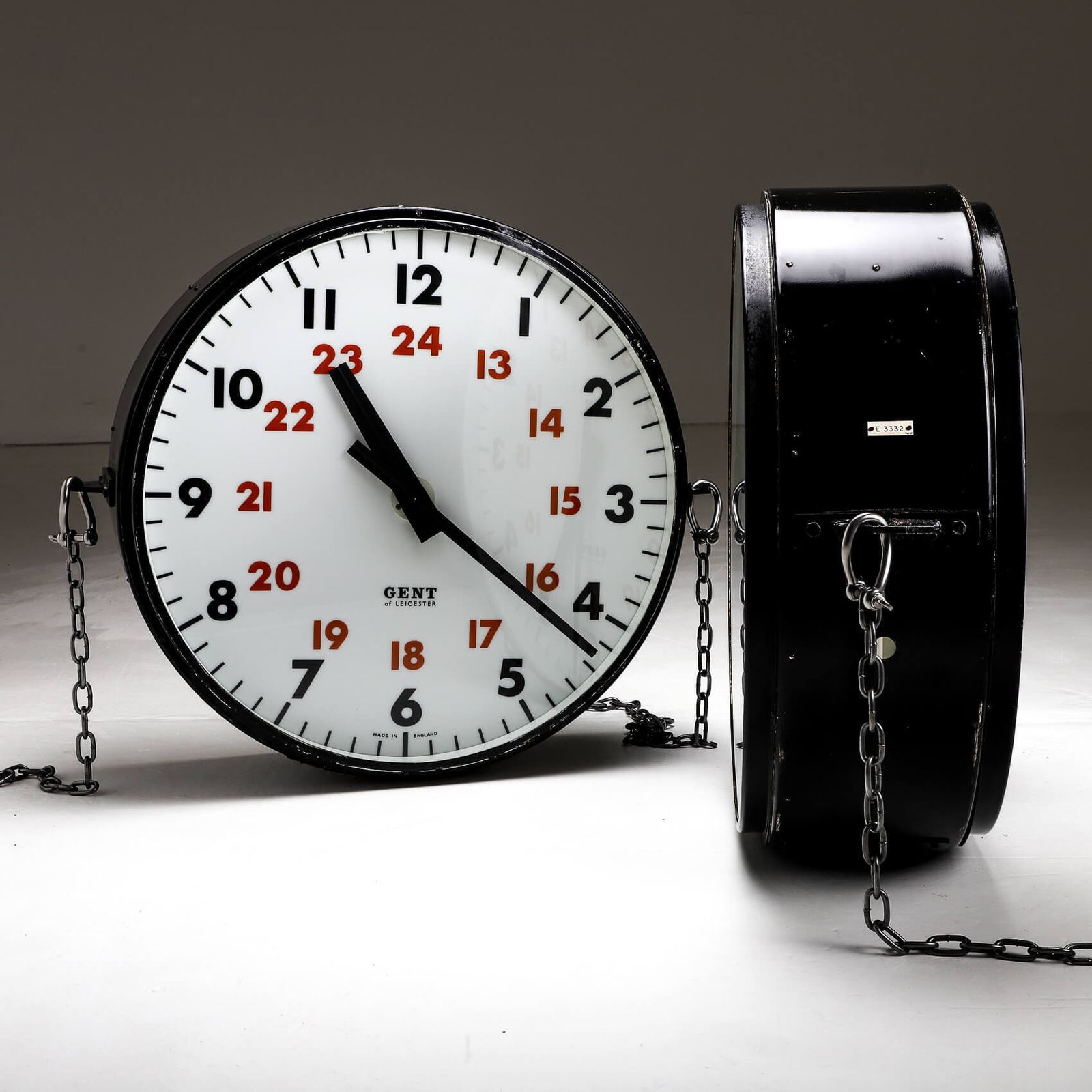 Pair Of Large Double Sided Illuminated Gents Of Leicester Station Clocks photo Home Decor