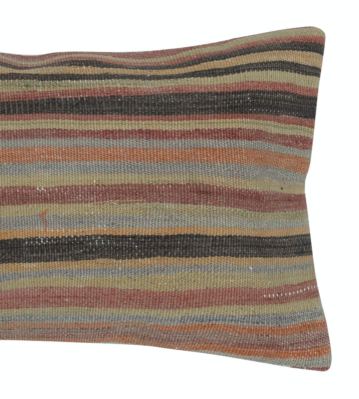 14"X26" Striped Kilim Lumbar Pillow Cover. Handwoven Accent Pillow. Throw Pillow photo for sale