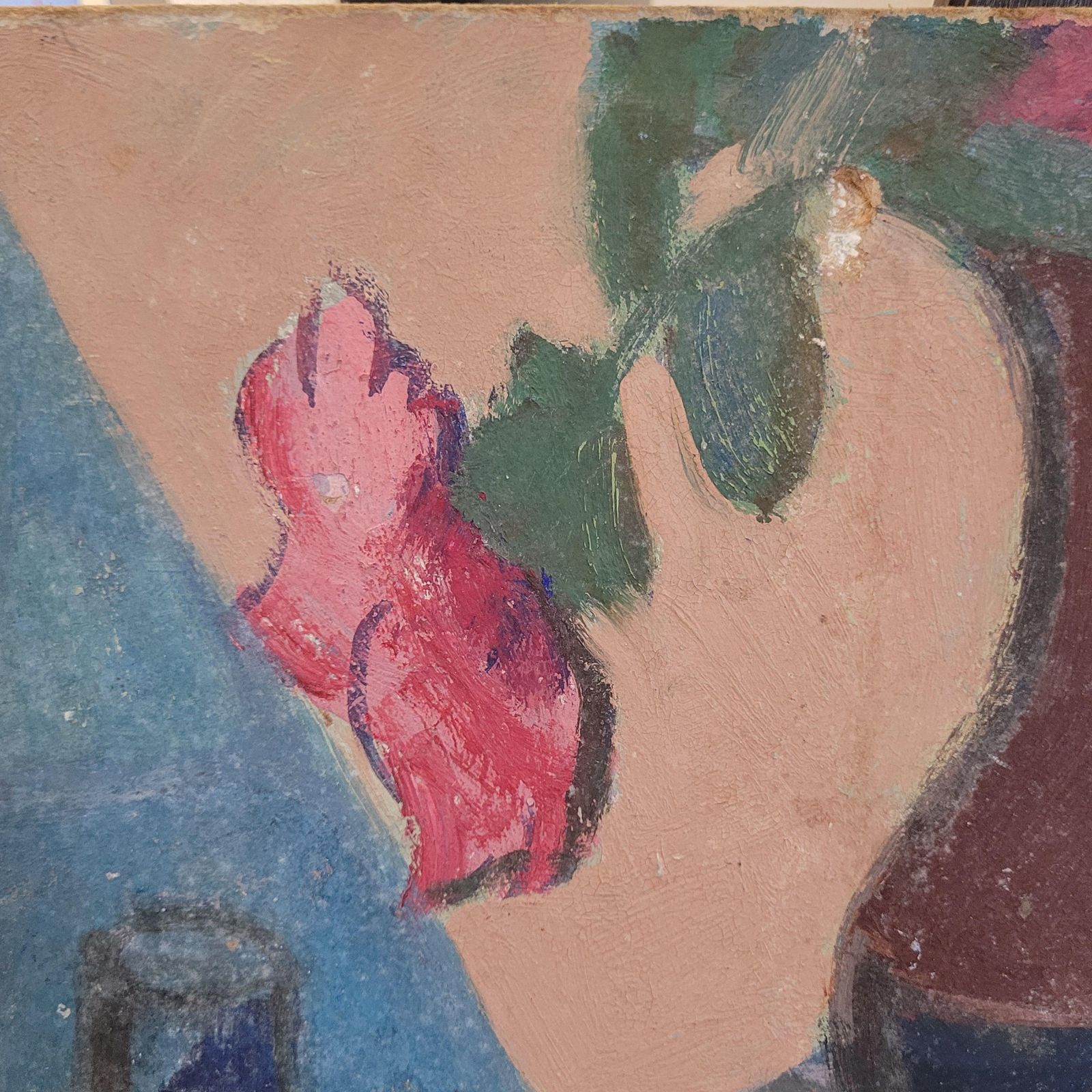 Post Impressionist Oil On Board. Tablescape Still Life. School Of Cezanne. 1950s, By Jean Perret photo vinterior