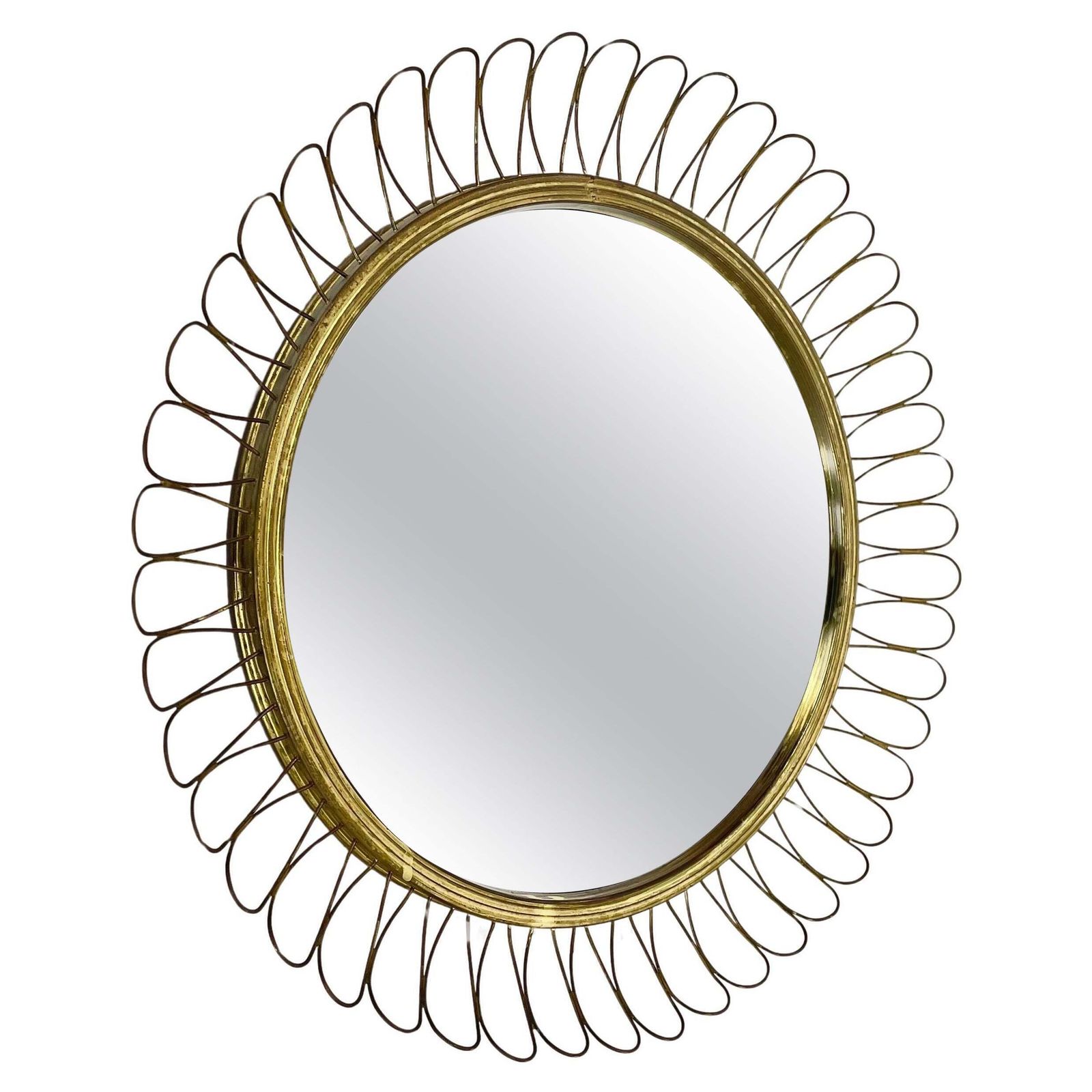 Brass Metal Round Mirror By Josef Frank For Svenskt Tenn Attrib., Sweden, 1960s