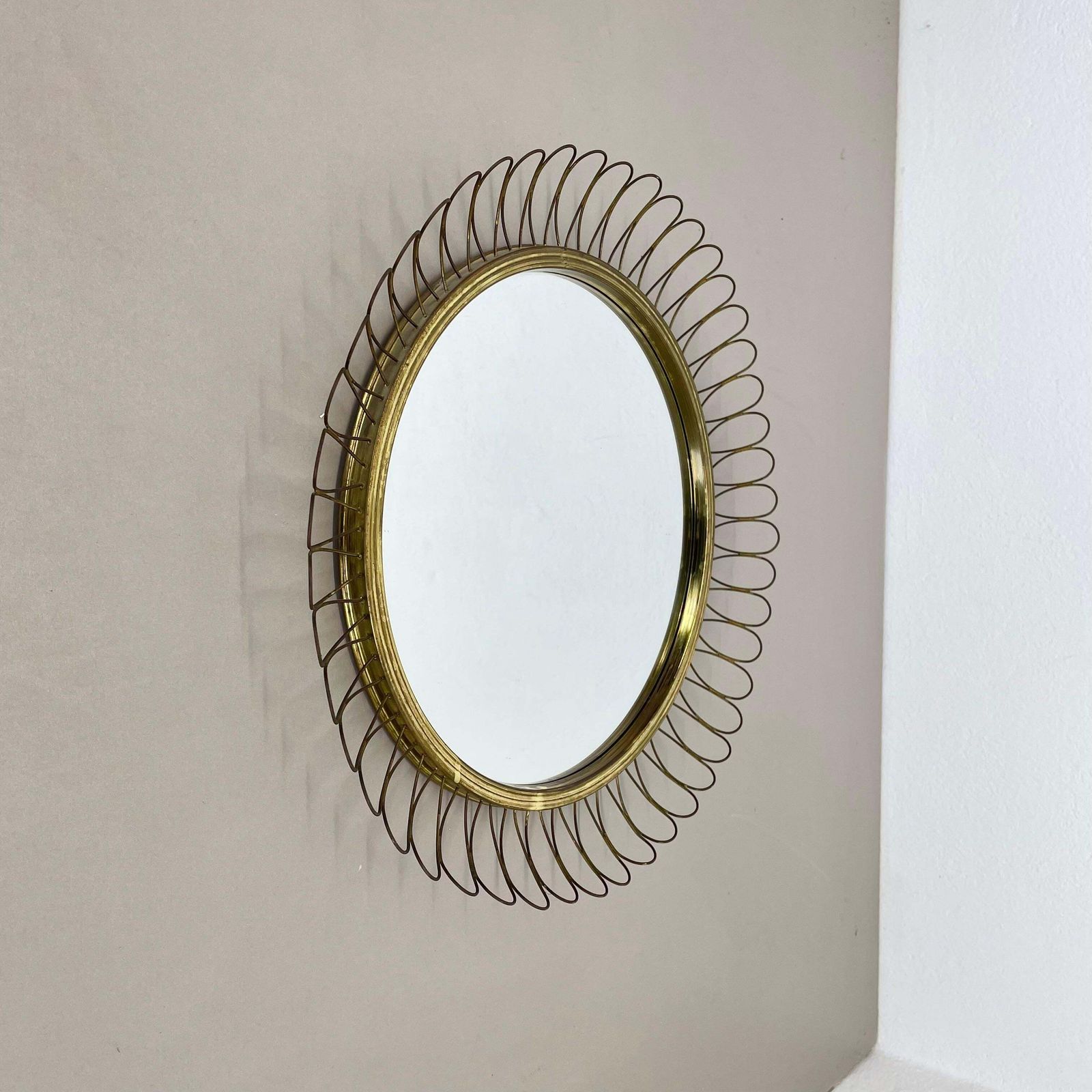 Brass Metal Round Mirror By Josef Frank For Svenskt Tenn Attrib., Sweden, 1960s photo furniture