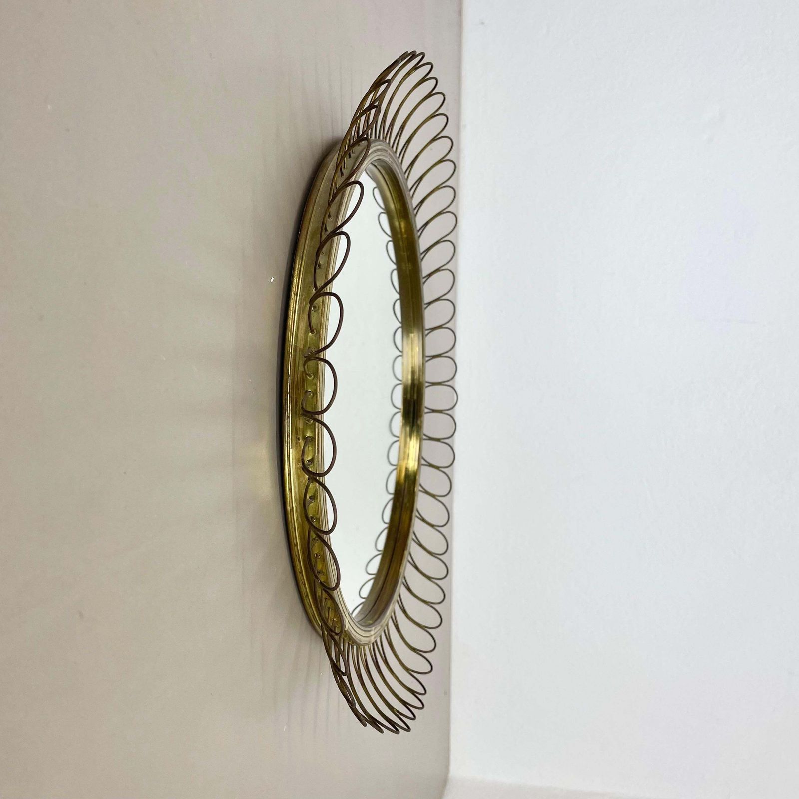 Brass Metal Round Mirror By Josef Frank For Svenskt Tenn Attrib., Sweden, 1960s photo Home Decor