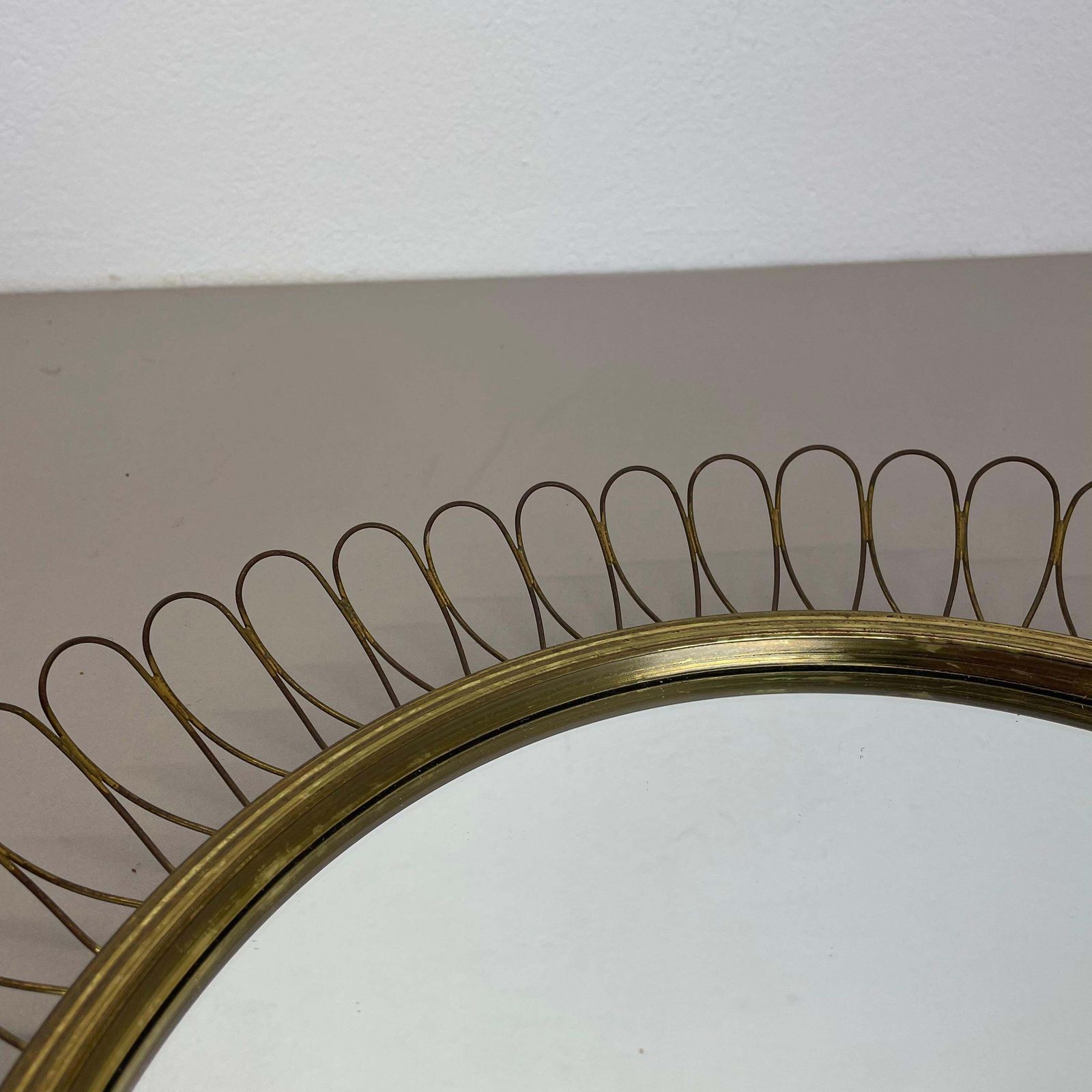 756.0 Brass Metal Round Mirror By Josef Frank For Svenskt Tenn Attrib., Sweden, 1960s photo