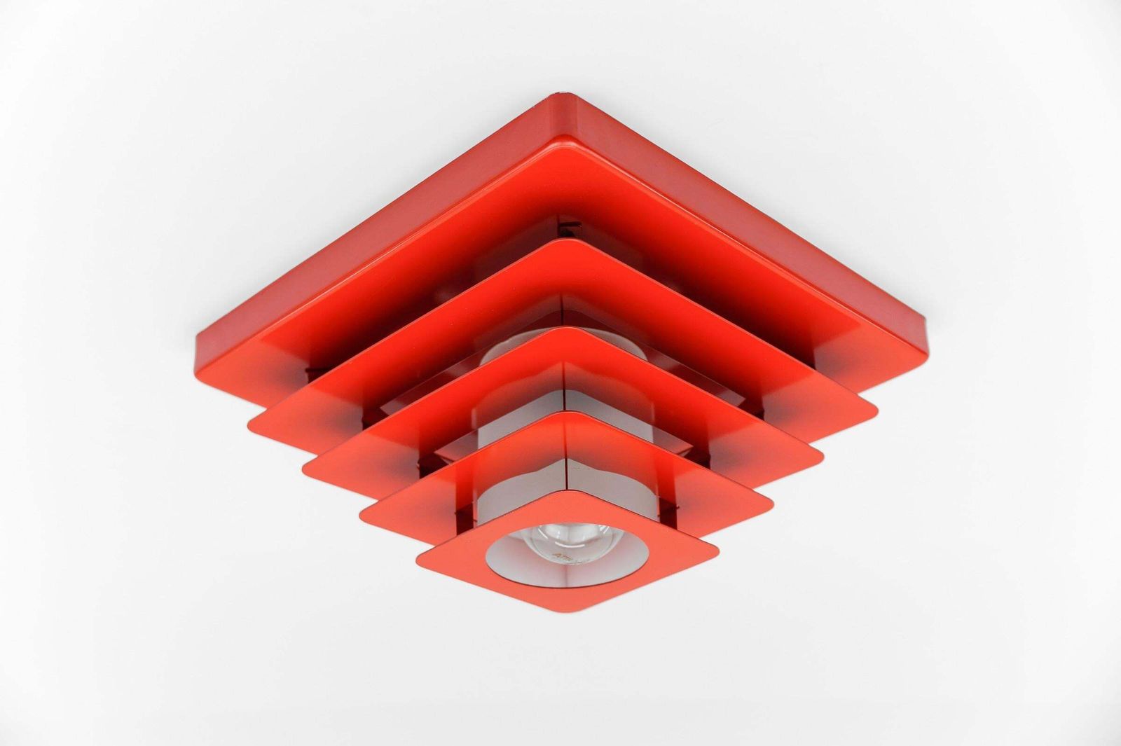Stunning Space Age Lamp In Pyramid Shape Made Of Metal And Glass, 1960s photo Lighting