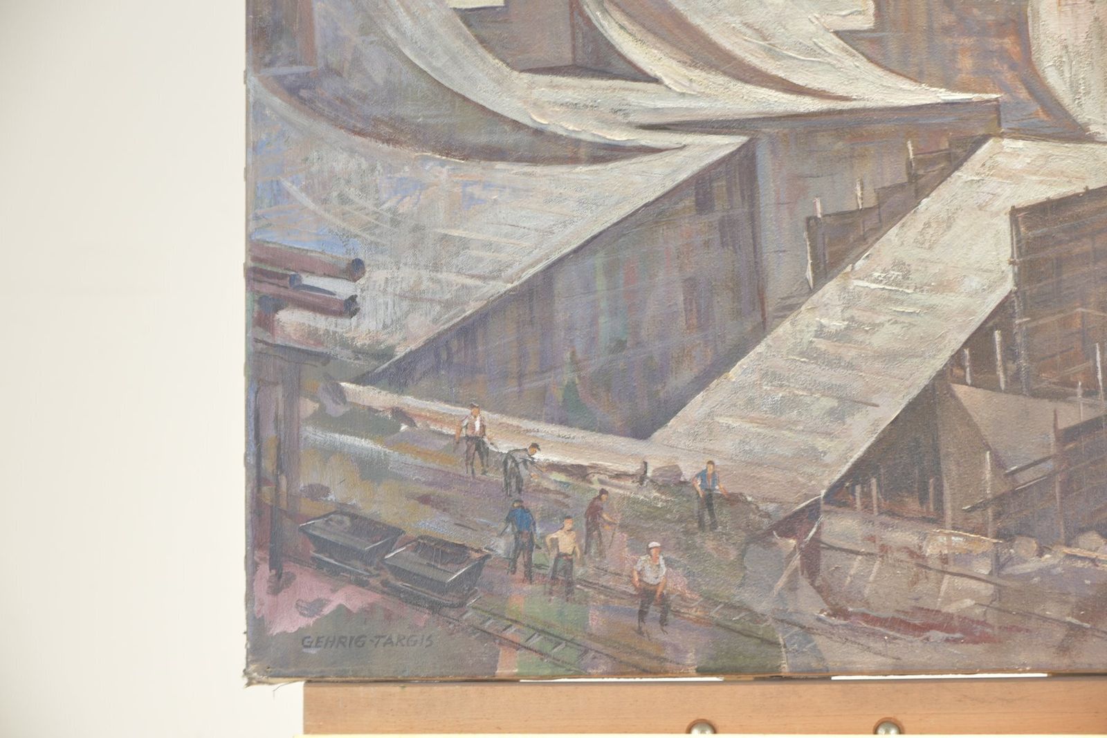 Oil Painting, Dam By Franz Edwin Gehrig Targis, Circa 1958 photo 2306.0