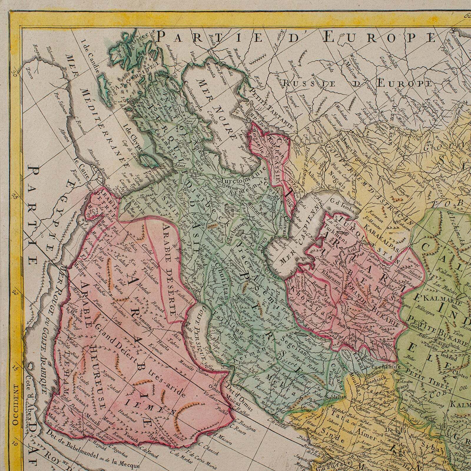 Antique Map Of Asia, French, Framed, Atlas, Continental Cartography, Georgian photo buy
