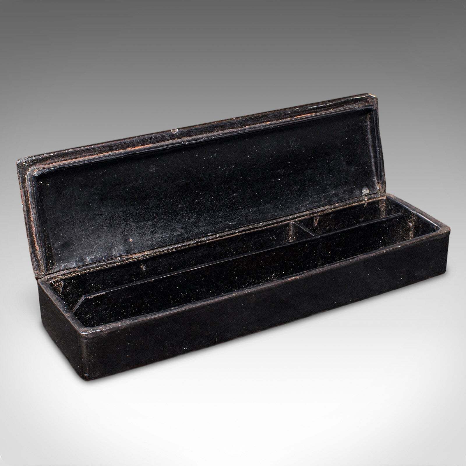 Antique Calligrapher's Pen Box, Lacquered, Quill Case, Chinoiserie, Victorian photo furniture