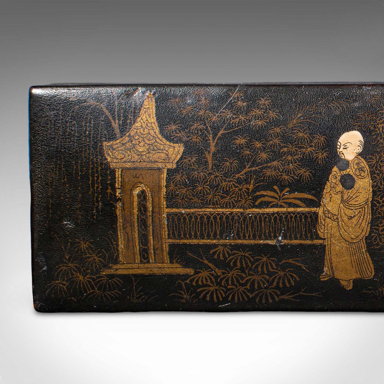 photo for sale Antique Calligrapher's Pen Box, Lacquered, Quill Case, Chinoiserie, Victorian