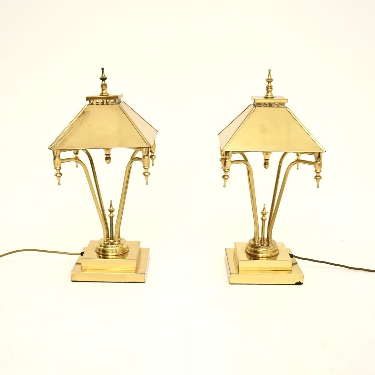 Pair Of Vintage Brass Table Lamps photo vintage