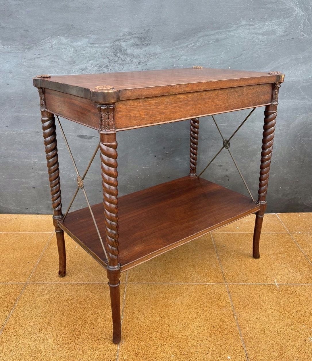 English Jacobean Revival Barley Twist Side Table With Drawer, Early 20th Century photo buy