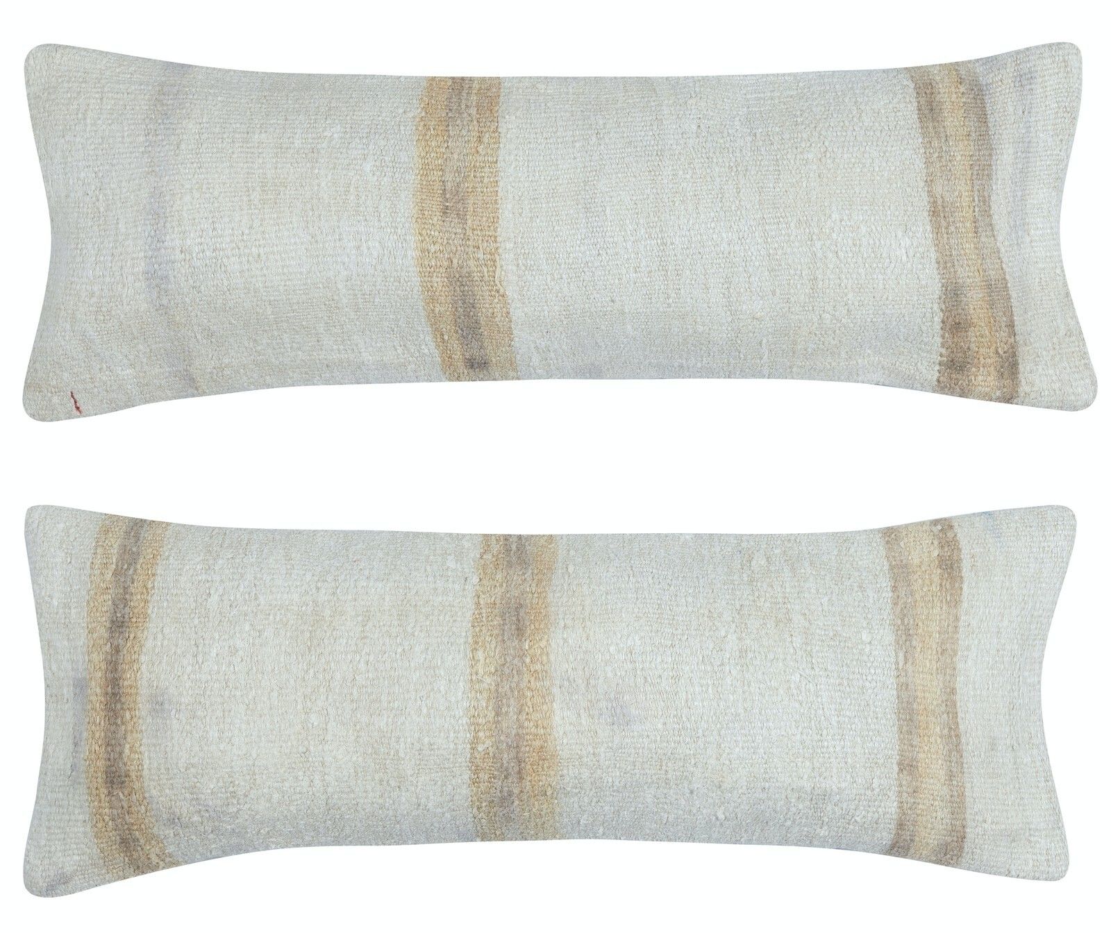 12"X33" Set Of 2   Handwoven Hemp Cushion Covers. A Pair Of Lumbar Pillows