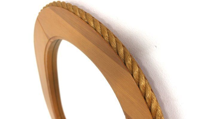 Scandinavian Mirror In Pine And Rope, Sweden, 1960s photo for sale