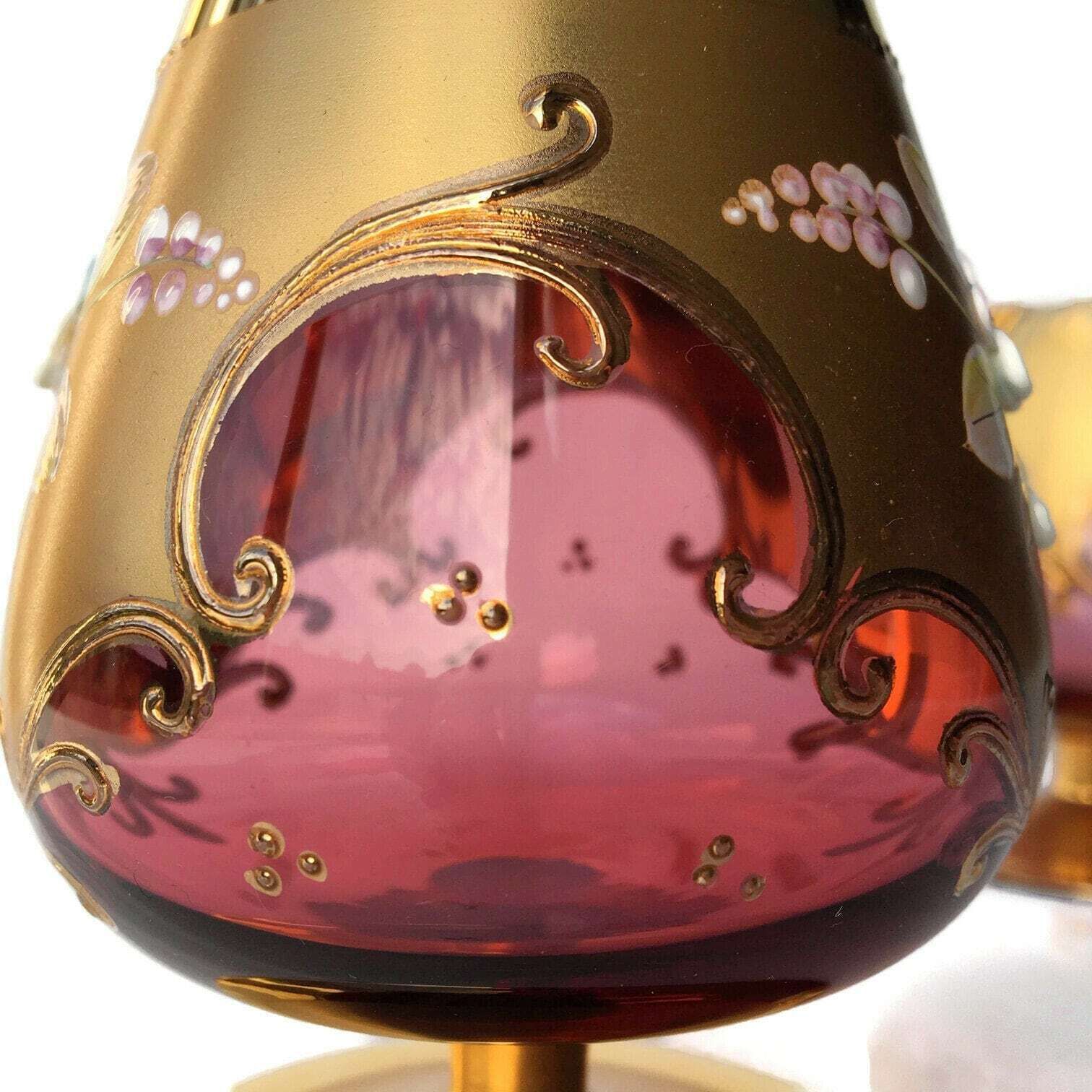 Czech Republic Cognac Glass | 1pc | Gold Pink | Glass Art photo Home Decor