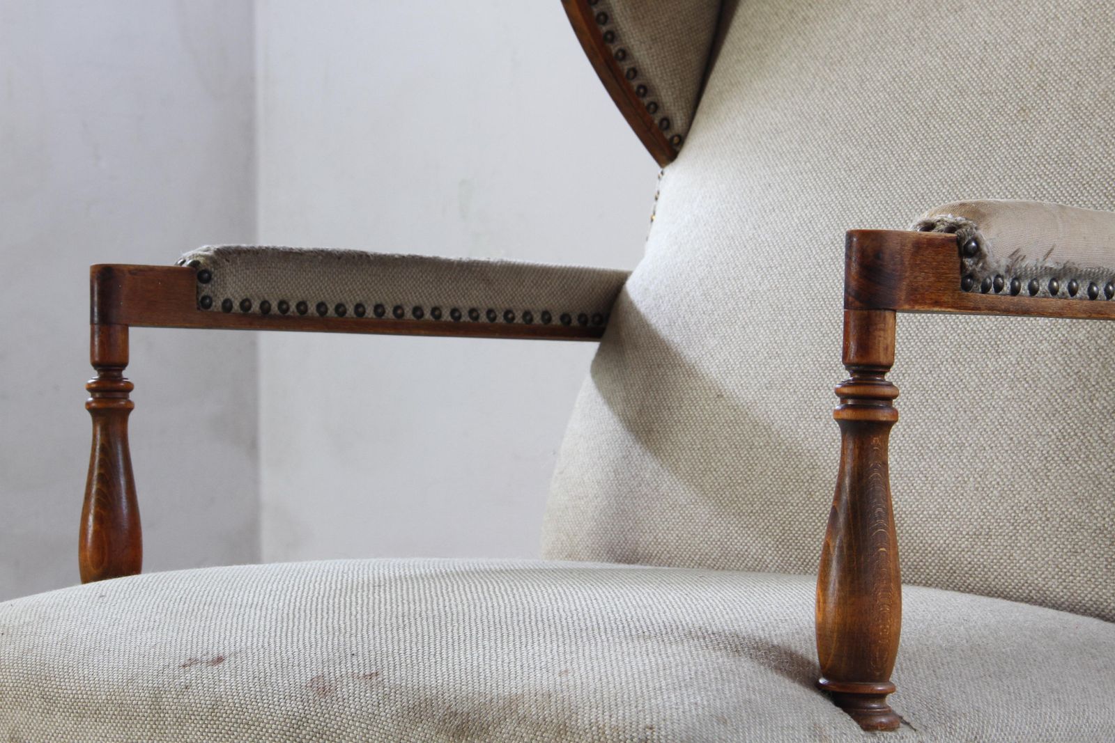 Vintage Earflap Dover Wingback Oak Armchair, Denmark, 1930s photo vintage